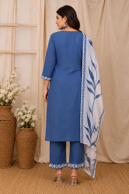 Pure Rayon Lucknawi Embroidered Kurta Set